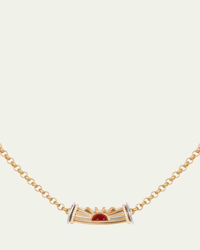 Warrior Dawn Diamond and Garnet Pendant Necklace